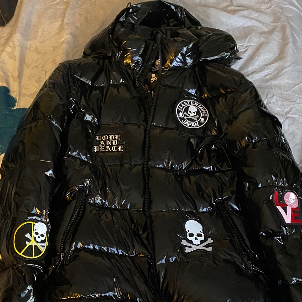 Moncler Black Puffer Jacket with Skull Patches 10/10